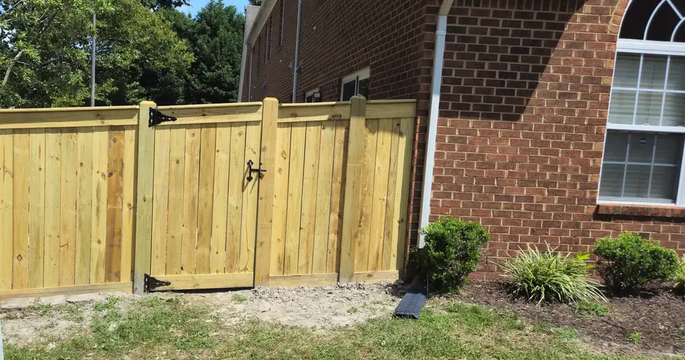 Every wood style gets matching gates with upgraded handles, latches, steel framing kits, and heavy-duty hinges standard